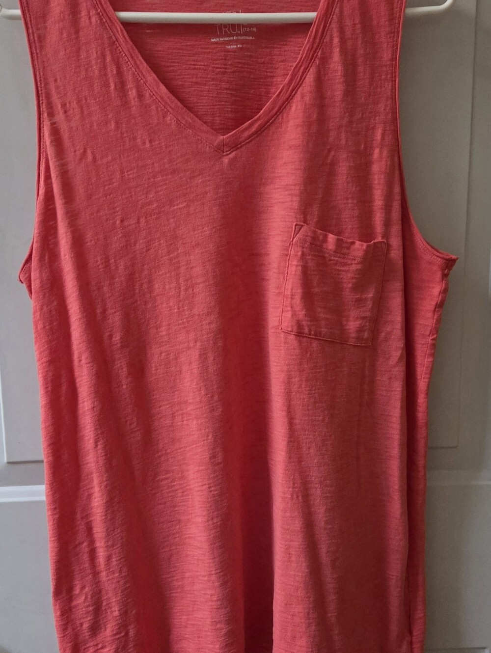 Time And Tru Coral Sleeveless V-Neck Pocket Tank